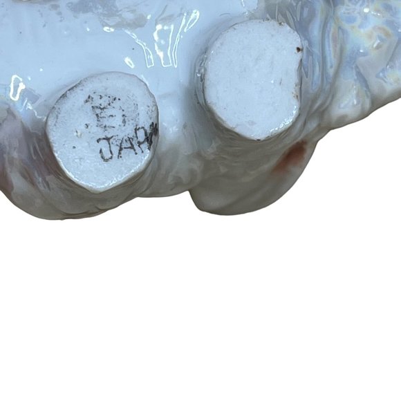 Vintage White Iridescent Ceramic Elephant Trunk Raised Japan - Picture 6 of 6